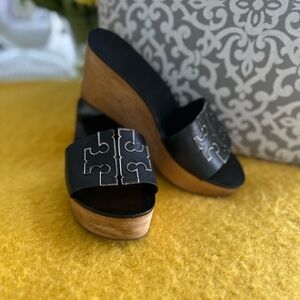 Tory Burch Black and Brown Sandals by Tory Burch Sandals / Wedge Heels